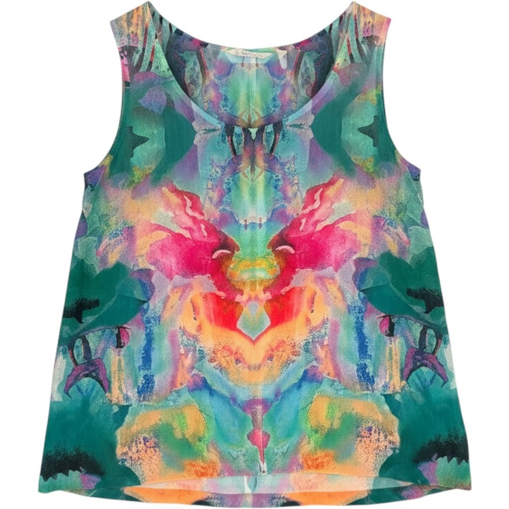 Soft Surroundings Sleeveless Top Multicolor Medium Abstract Artistic Watercolor